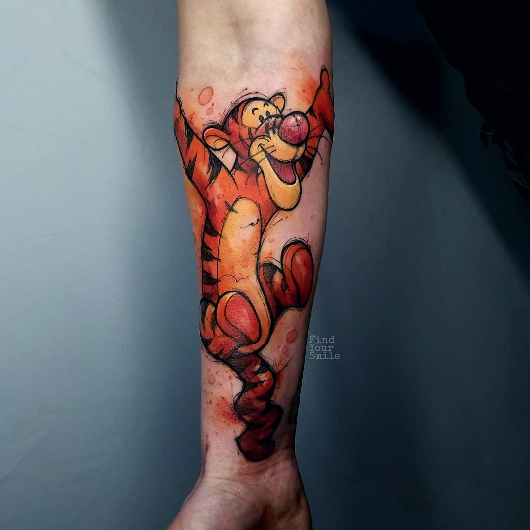 watercolor tigger tattoo winnie the pooh