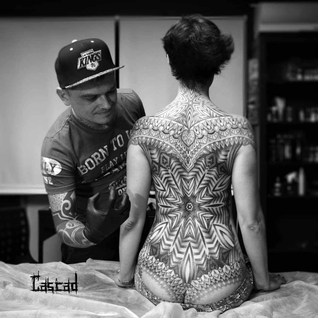 full back tattoo woman