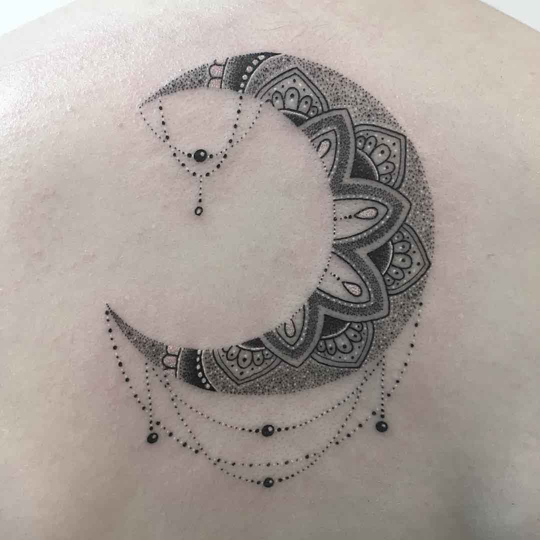 moon tattoo mandala dotwork style