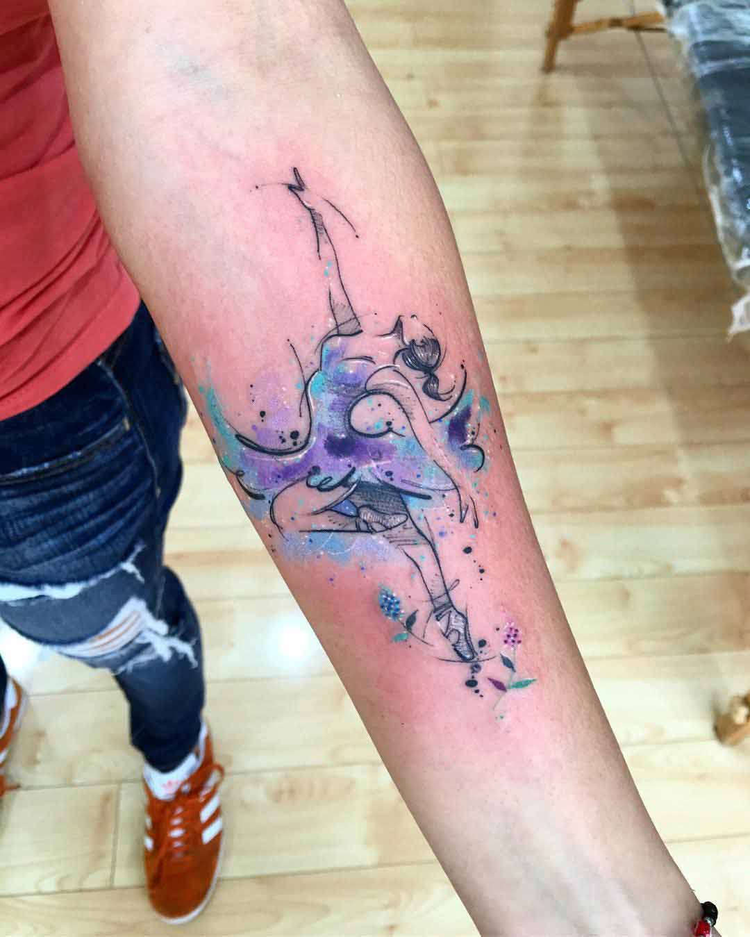 ballet tattoo watercolor style