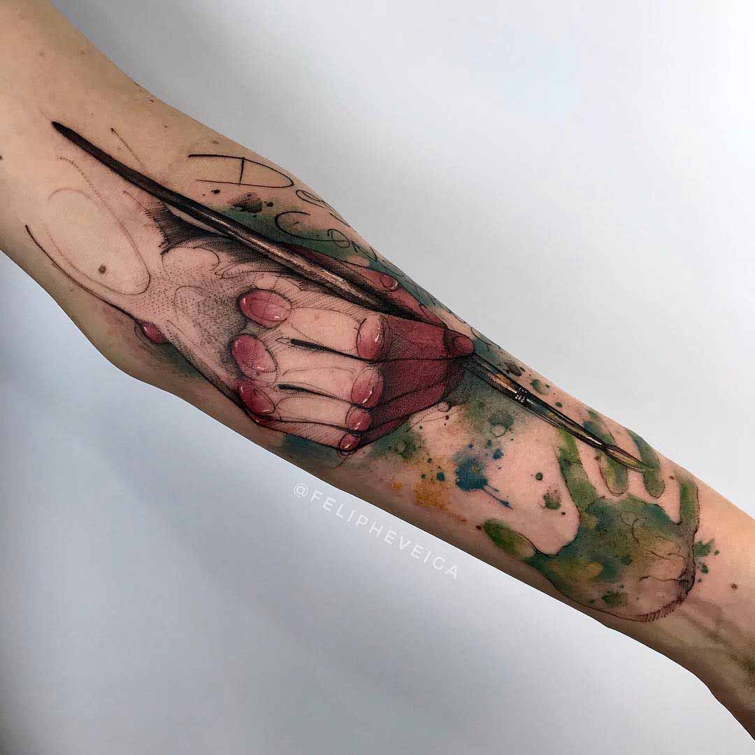 artist tattoo on arm