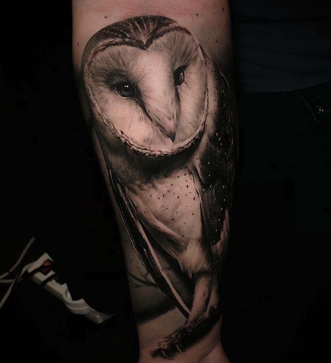 owl tattoo black and grey