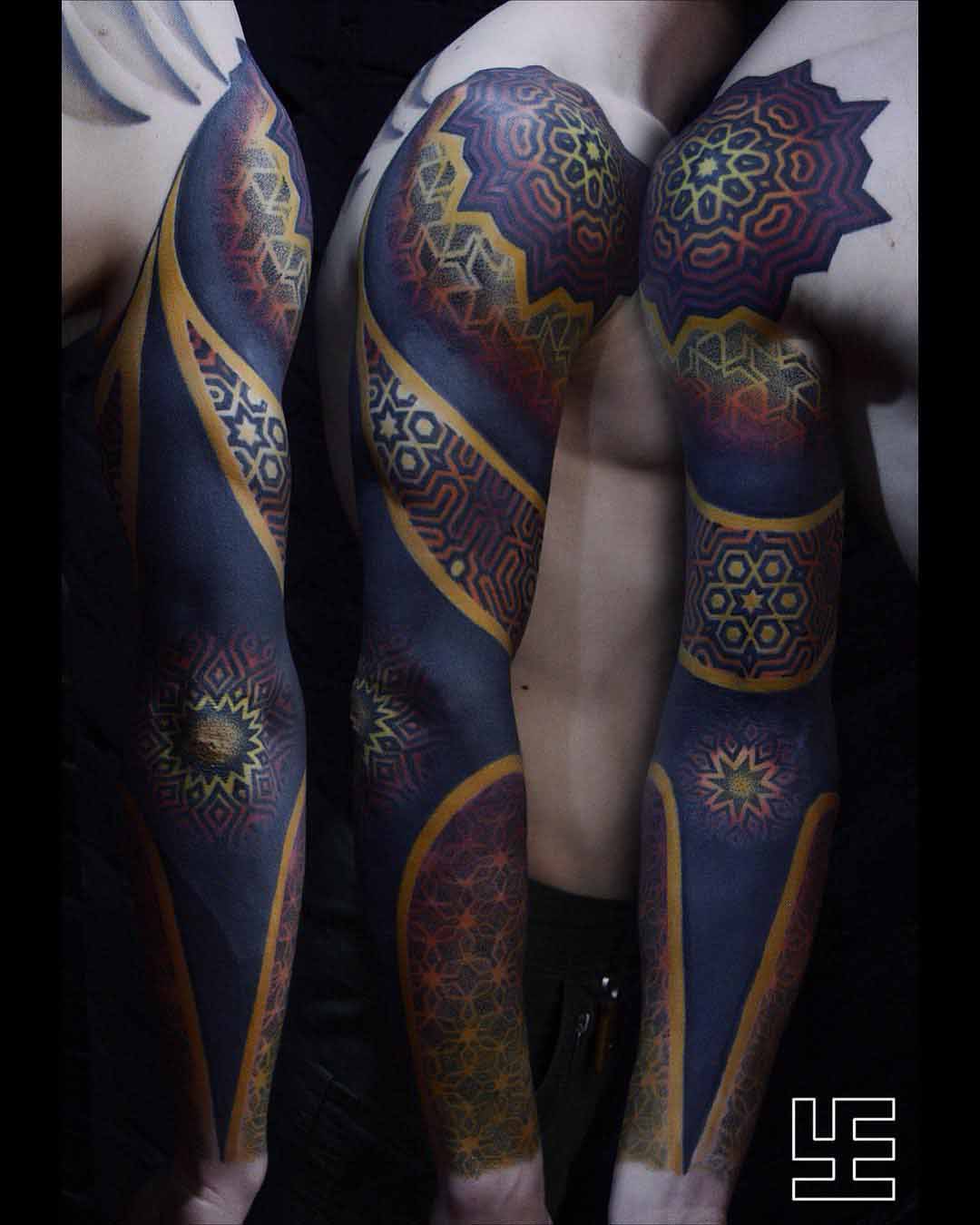 dotwork pattern tattoo sleeve