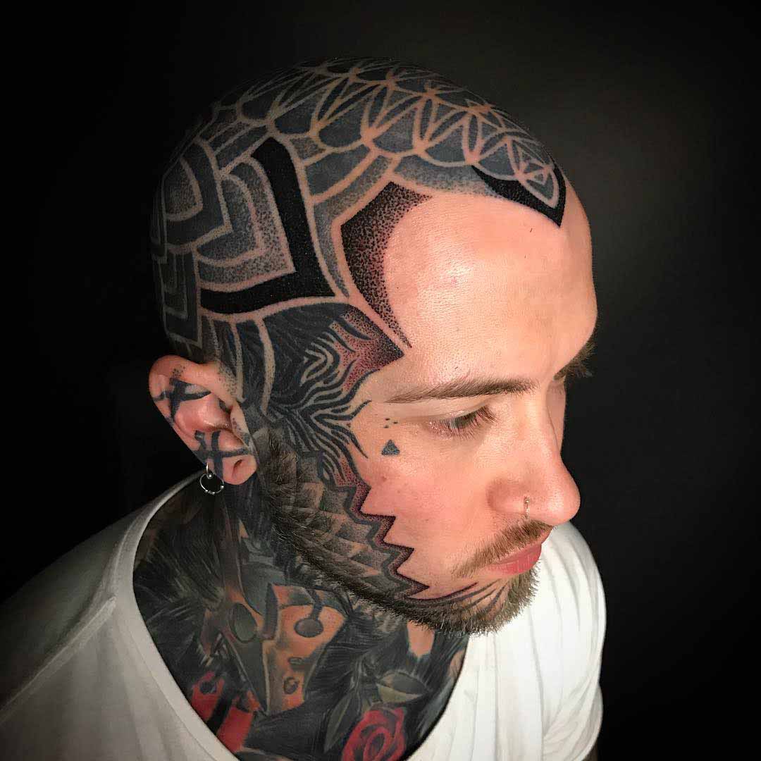ear and head tattoo