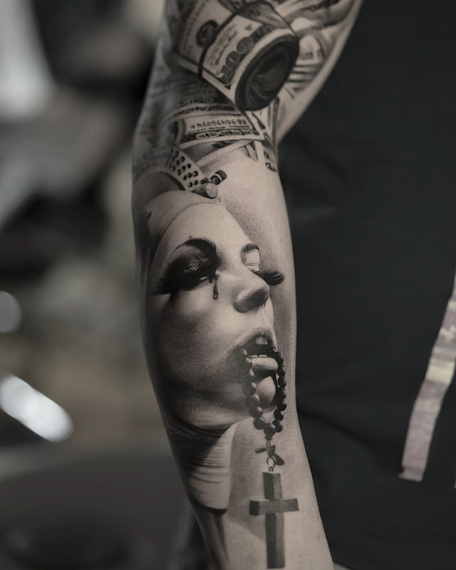 arm tattoo nun