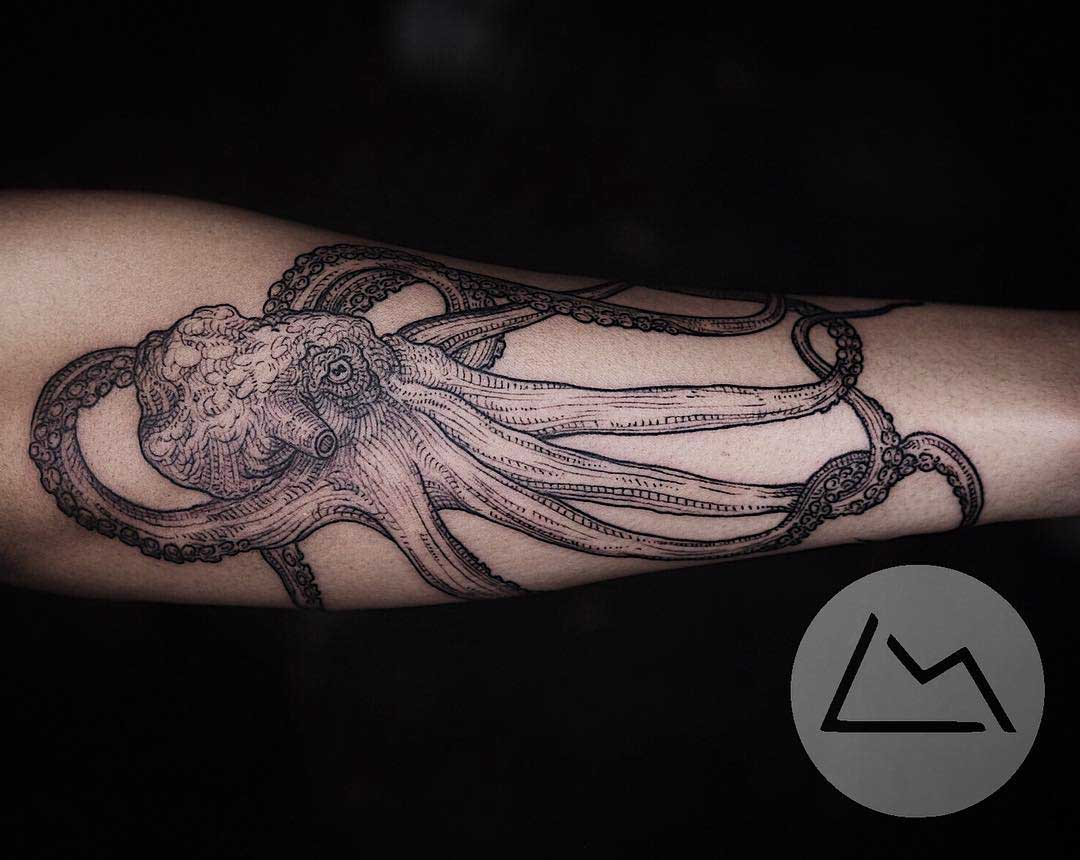 forearm tattoo octopus