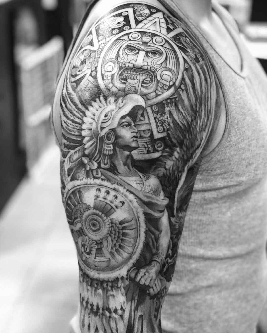 shoulder tattoo aztec