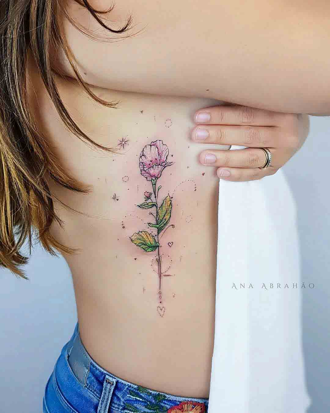 ribs tattoo flower
