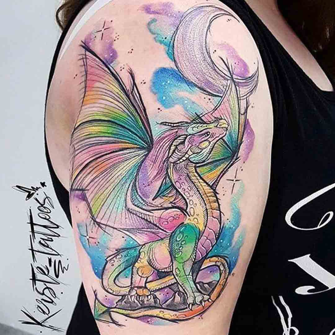 dragon tattoo colorful new school