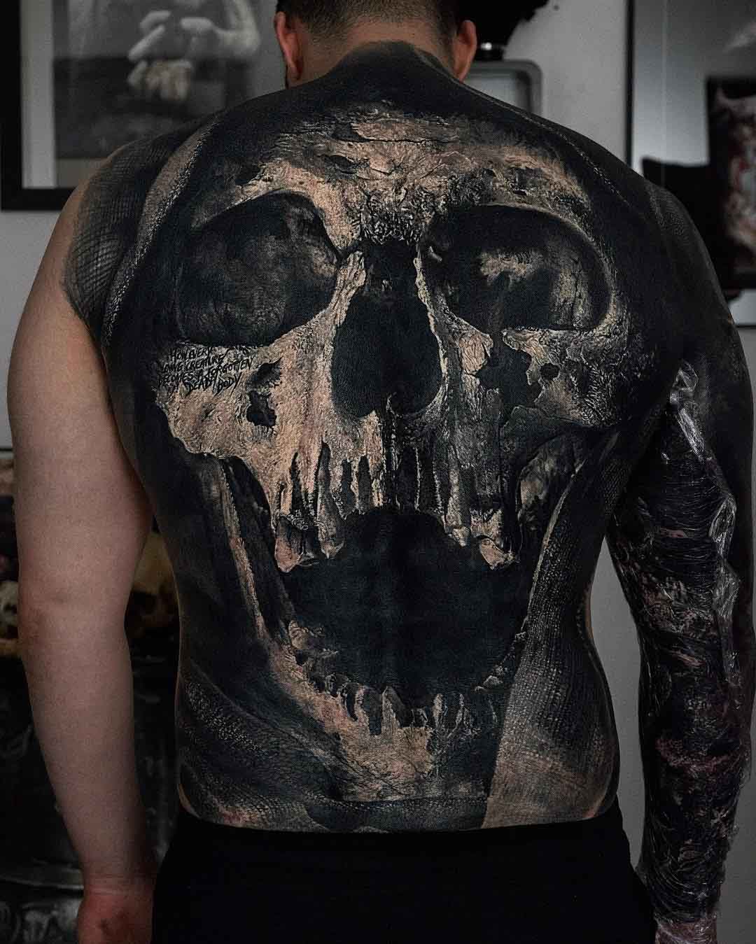 full back tattoo skull