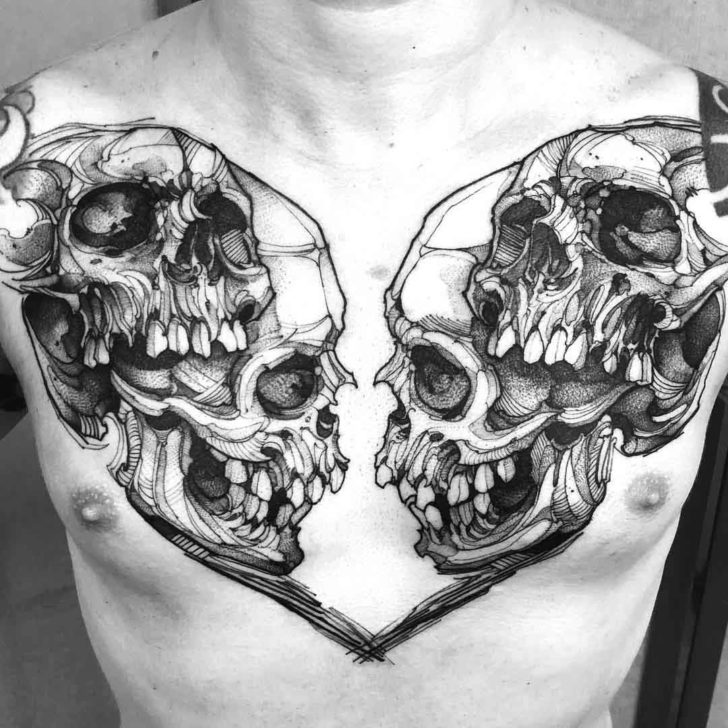 Skulls Tattoo on Chest Best Tattoo Ideas Gallery