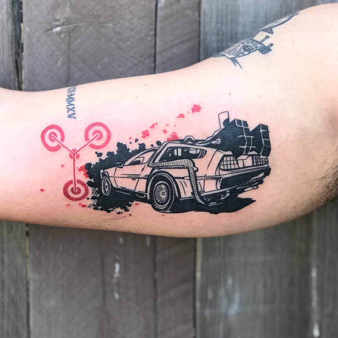 arm tattoo DeLorean