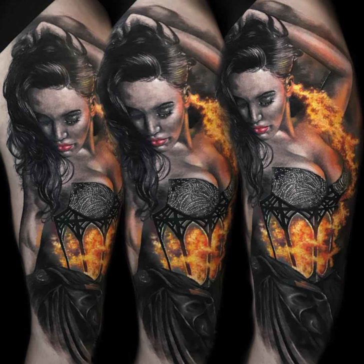 Flamming Girl Tattoo - Best Tattoo Ideas Gallery