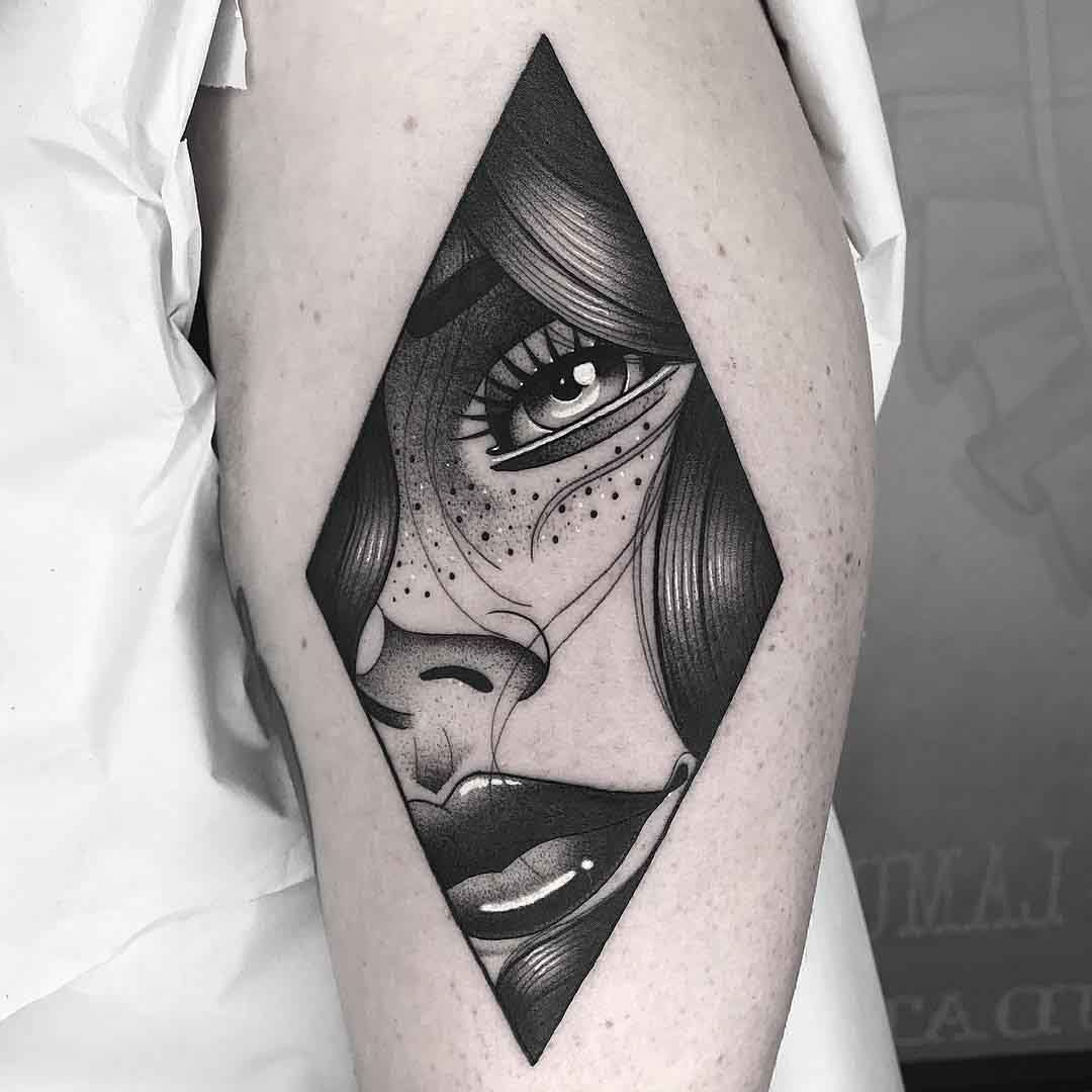 portrait girl tattoo