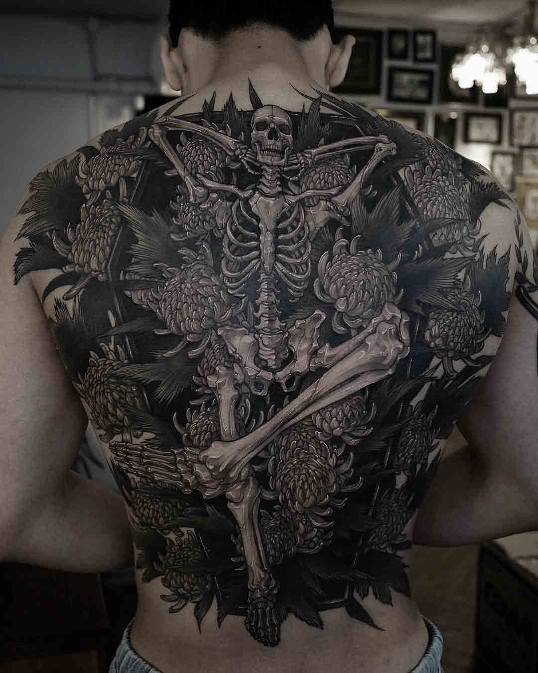 back tattoo skeleton