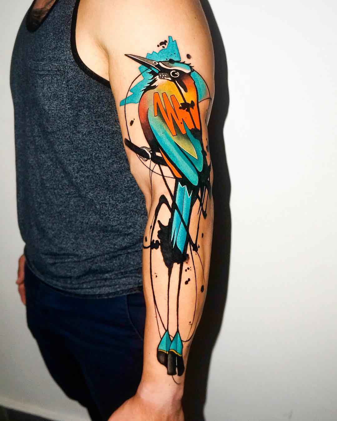 shoulder tattoo bird motmot