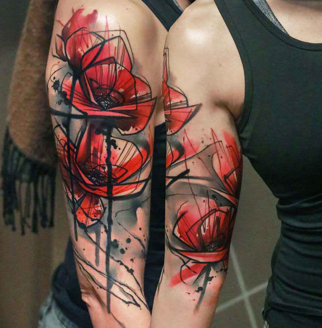bicep tattoo poppy