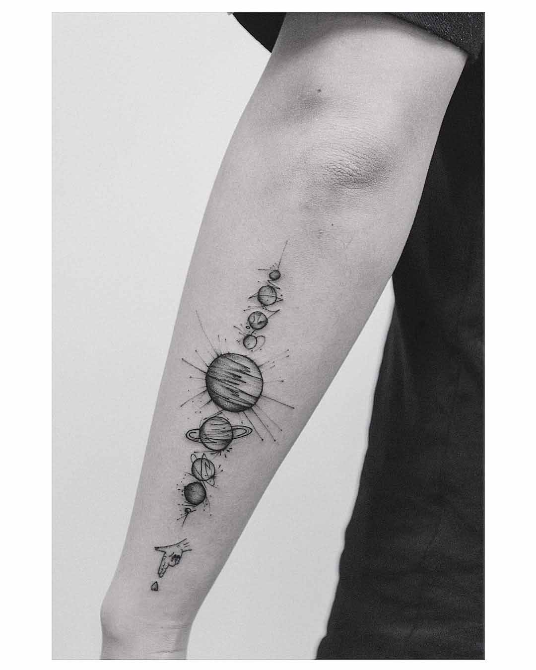 arm solar system tattoo