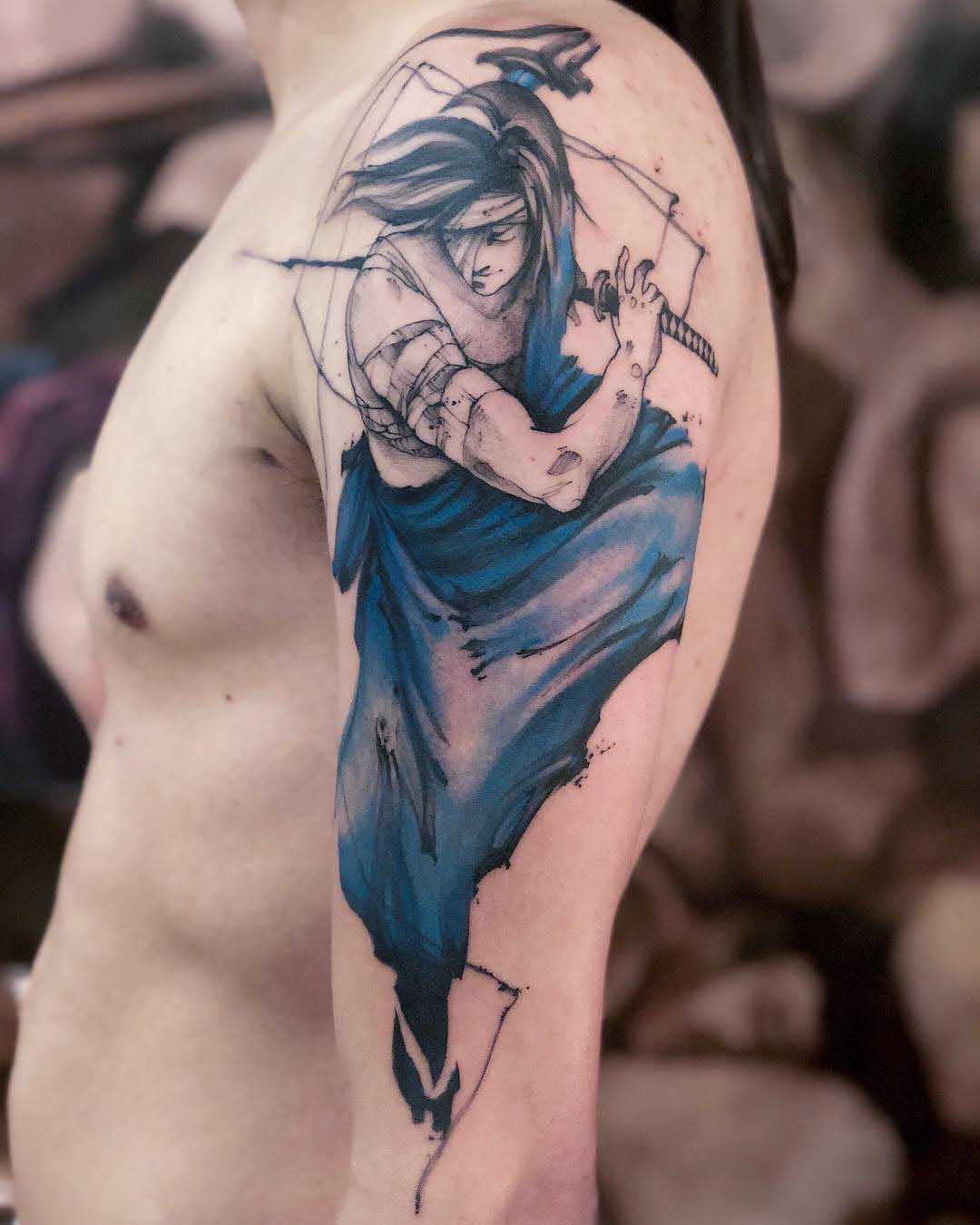 shoulder tattoo samurai