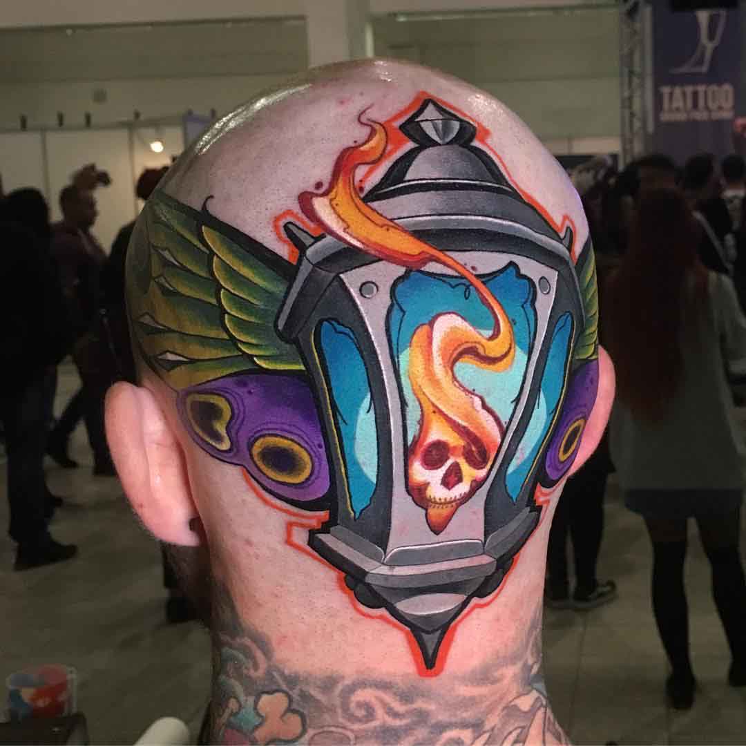 lantern tattoo back head