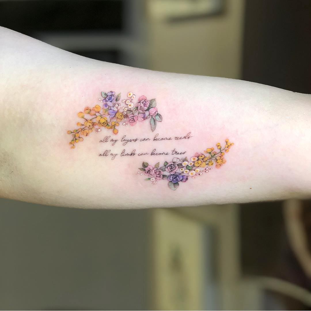 lettering small flowers