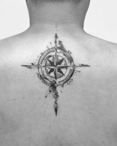 Grey Watercolor Compass Tattoo - Best Tattoo Ideas Gallery