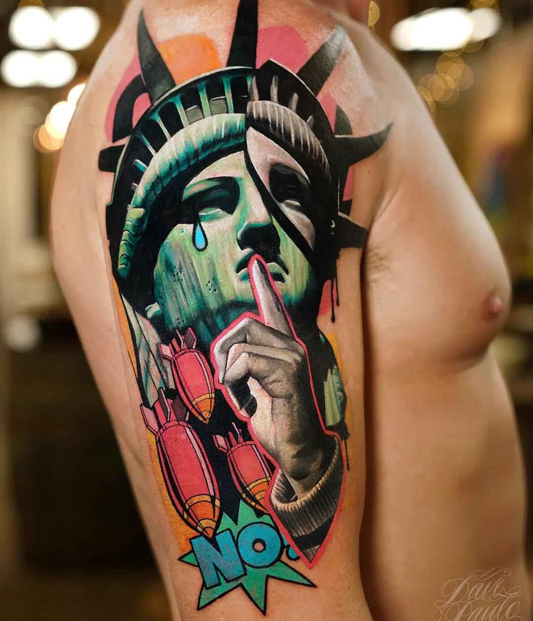 shoulder tattoo statue of liberty no war