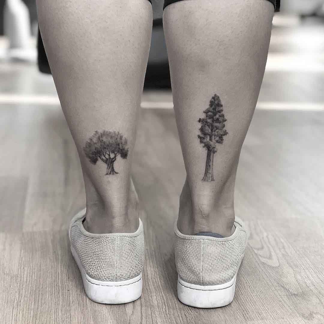 ankle tattoos of trees