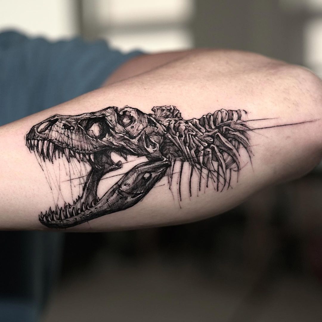33 Best Dinosaur Tattoo Designs And Ideas  TattooBloq  Dinosaur tattoos  Neck tattoo T rex tattoo