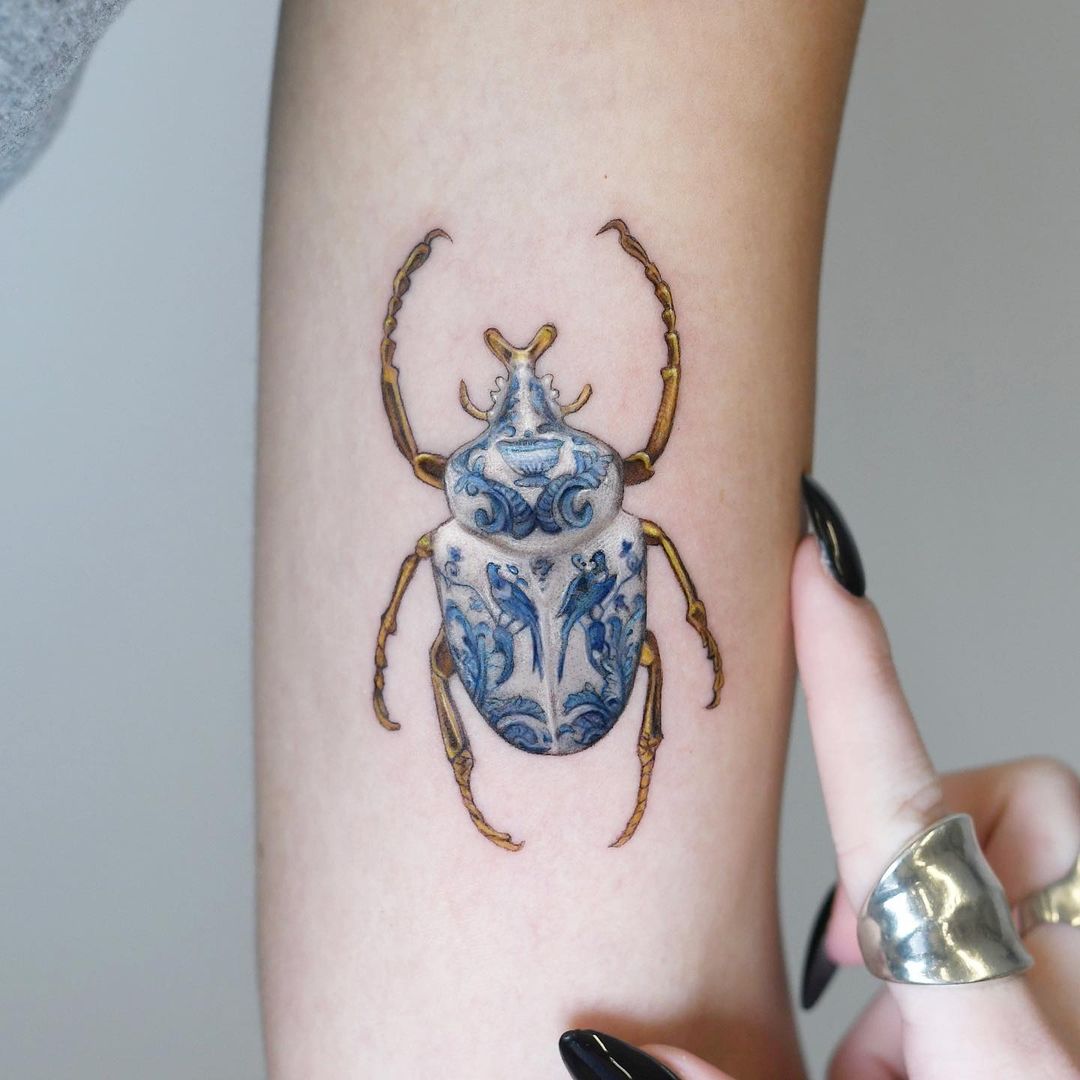 Fashion illustration of the beetle. Egyptian beetle