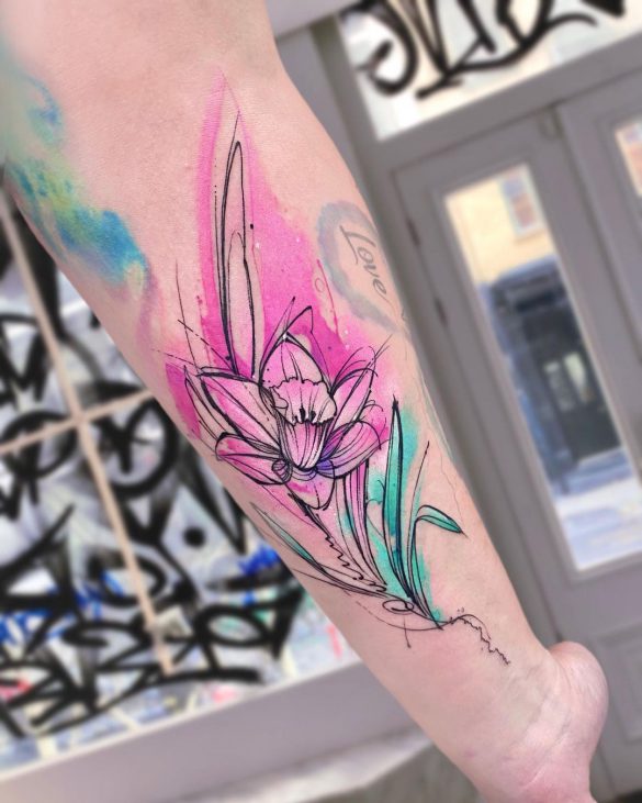 Painful Pleasures  Geometric nature and watercolor tattoo by Monika  Ochman Tattoo painfulpleasures  Facebook