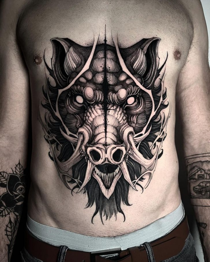 Hog Tattoo on Stomach - Best Tattoo Ideas Gallery